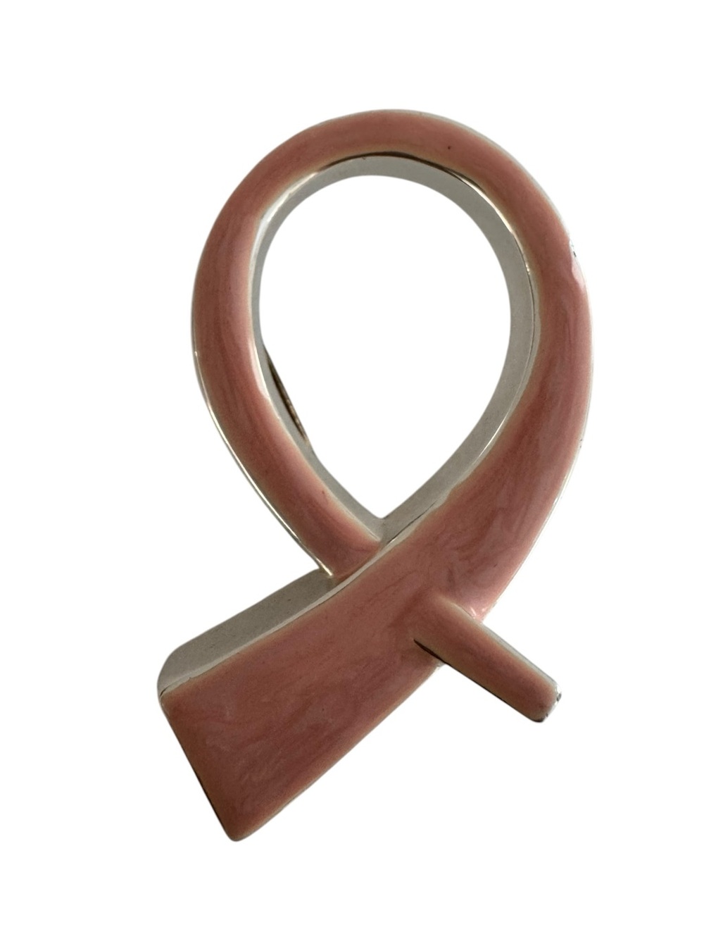 Vintage Pink Breast Cancer Awareness Ribbon Brooch Pendant Signed by Best